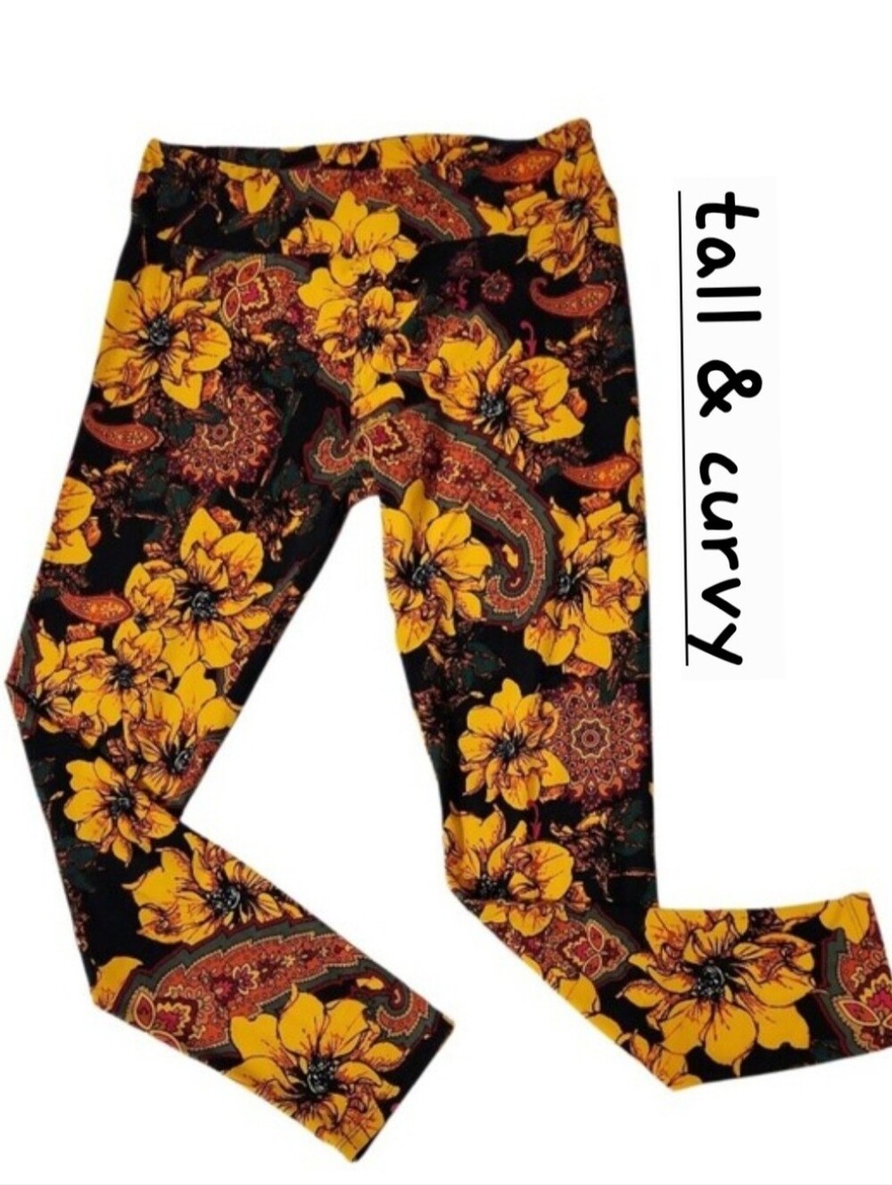 LuLaRoe Fall Color Floral & Paisley Pattern Leggings (TC)